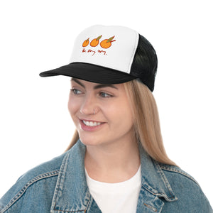 the orange noir trucker hat
