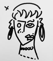 ORIGINAL RANDOM FACE INK DRAWING 8.5x11