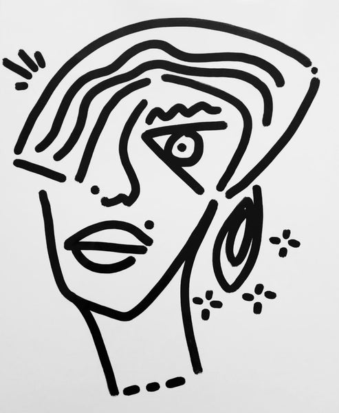ORIGINAL RANDOM FACE INK DRAWING 8.5x11